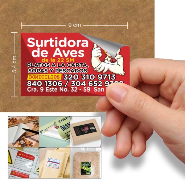 Etiquetas Adhesivas Plastificadas Brillantes Full Color para Empaques, Cajas, Envases y Superficies plásticas, vidrio, madera, cartón, papel en Bogotá y Colombia