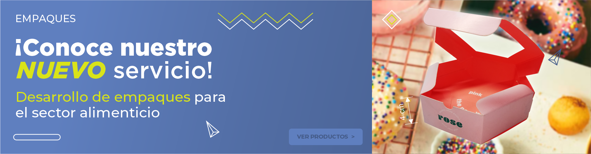 Somos expertos en diseño y desarrollo de empaques para la industria alimentaria en ColombiA, Desde cajas y etiquetas hasta papel de alimentos y empaques individuales, diseñamos empaques personalizados que reflejan la identidad de tu marca y protegen tus productos